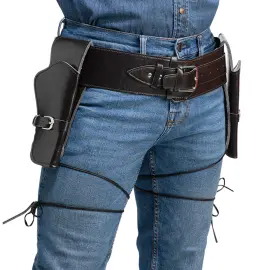 Deluxe Dobbelt Pistol Hylster med Bælte Mørkebrun
