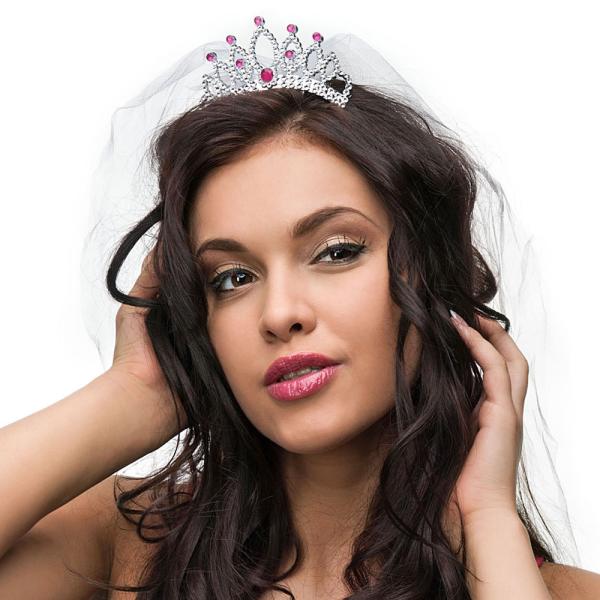 Sølv Diadem med Slør