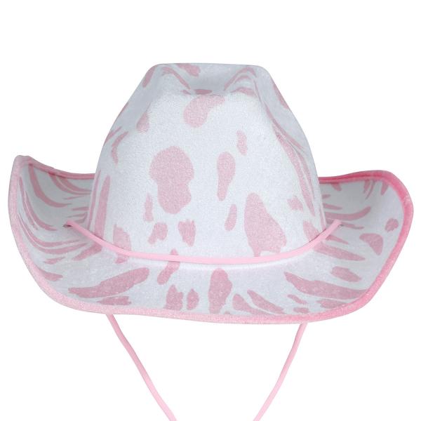 Cowboyhat med Komønster Pink/Hvid