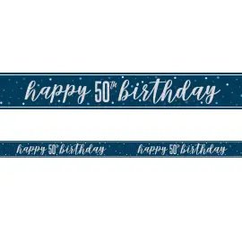 Happy 50th Birthday Guirlande M&oslash;rkebl&aring; 2,74 m