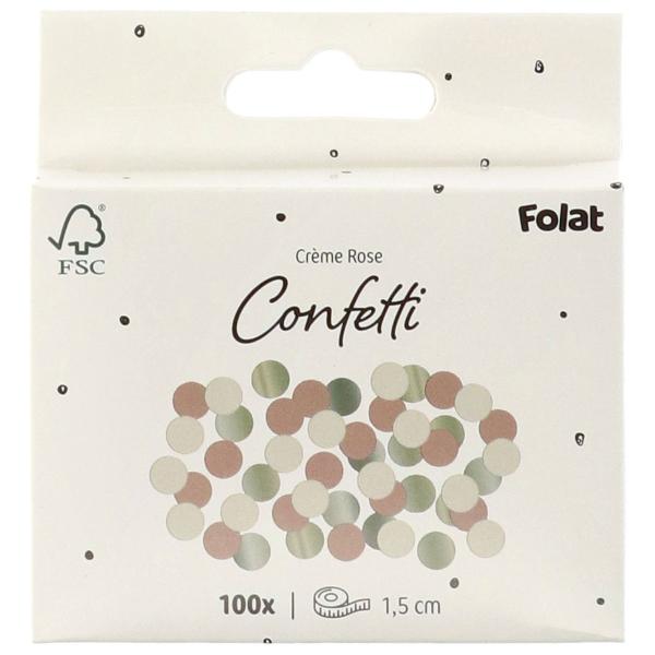 Rund Konfetti Cremelyserød/Cremehvid/Guld 100-pak