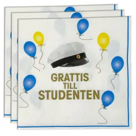 Kaffeservietter Grattis Till Studenten 25 cm 16-pak