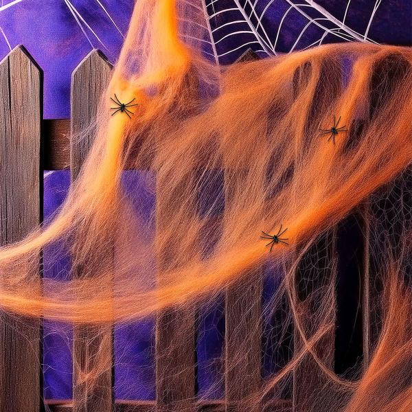 Orange Edderkoppespind med Edderkopper 50g