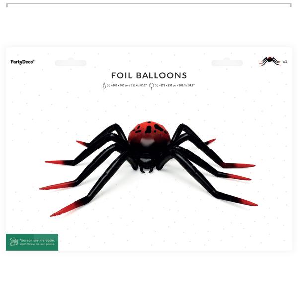 Folieballon Edderkop Stående Sort/Rød
