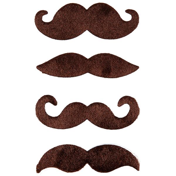 Overskæg Selvklæbende Brun 4-pak