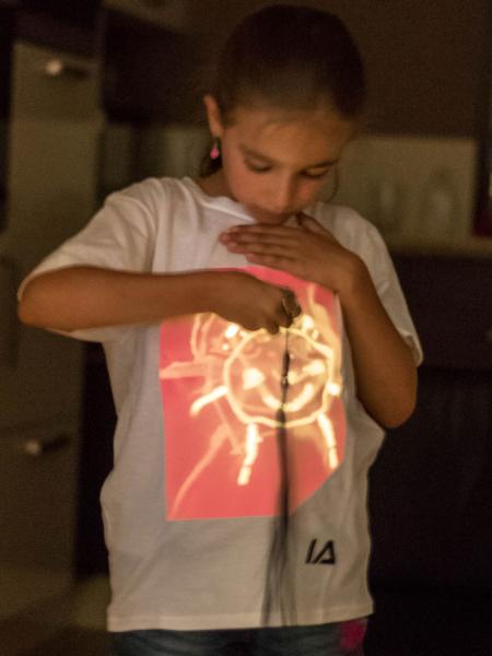 Selvlysende T-Shirt Børn Pink og Hvid