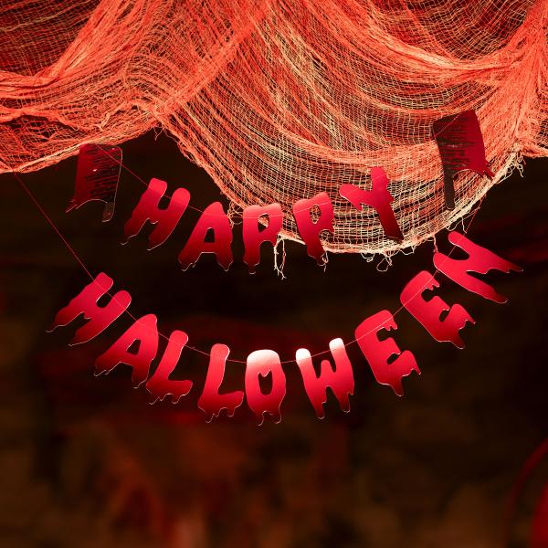 Guirlande Happy Halloween med Kødøkser Rød