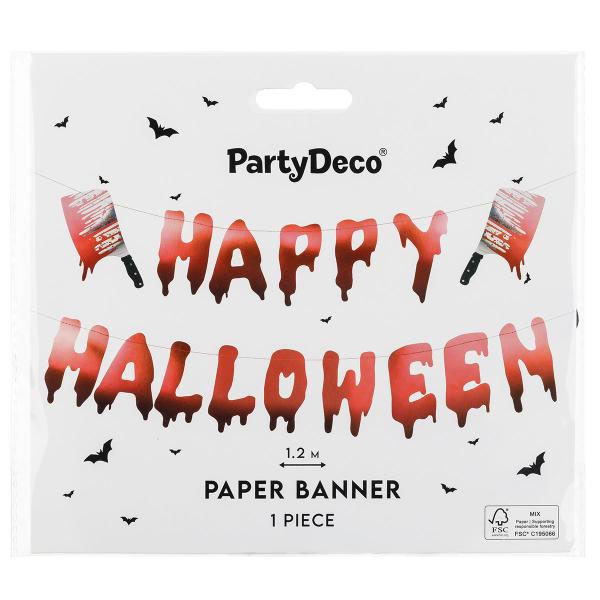 Guirlande Happy Halloween med Kødøkser Rød
