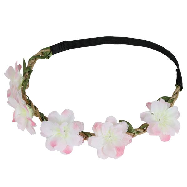 Pandebånd med Blomster Pink/Hvid