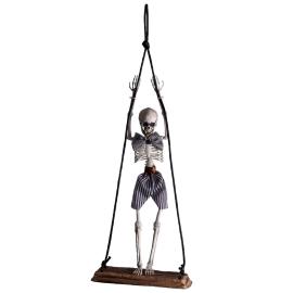H&aelig;ngende Dekoration Skeletdreng p&aring; Gynge