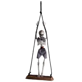 H&aelig;ngende Dekoration Skeletdreng p&aring; Gynge