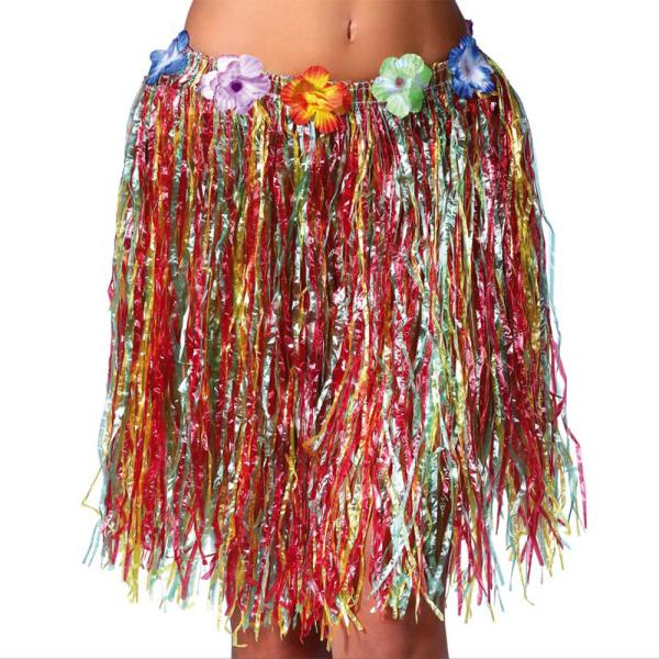 Flerfarvet Hawaii Hula Nederdel