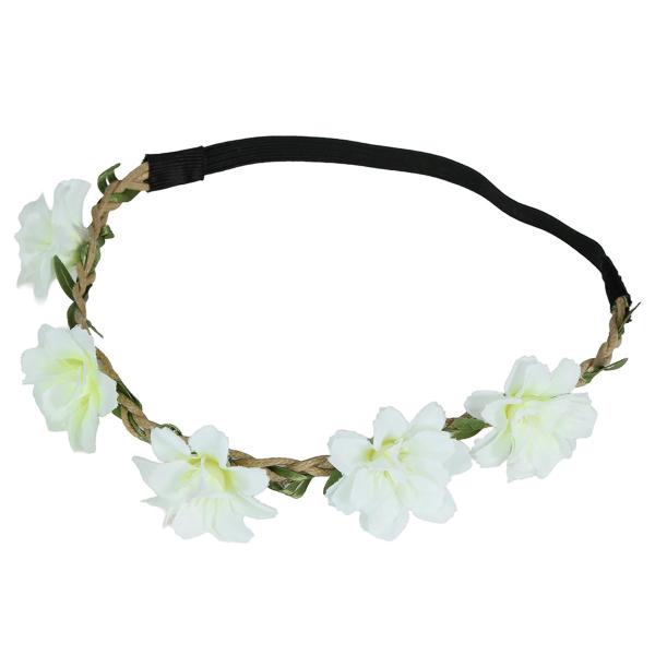 Pandebånd med Blomster Hvid