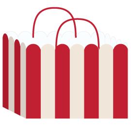 Stribet Gavepose R&oslash;d/Hvid