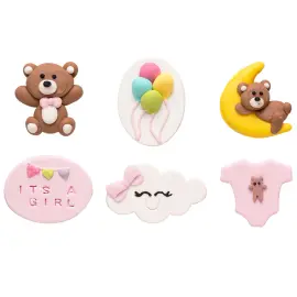 Sukkerdekorationer It's A Girl 6-pak