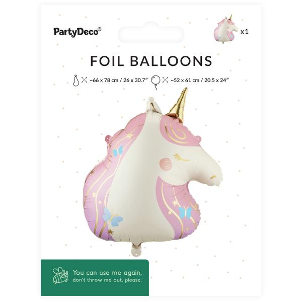 Folieballon Enhjørning 52 x 61 cm