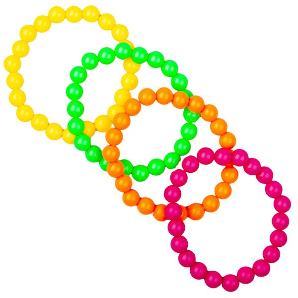 Perlearmbånd Neon 4-pak