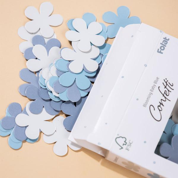 Konfetti Blomster Blågrå/Pulverblå/Beige 80-pak