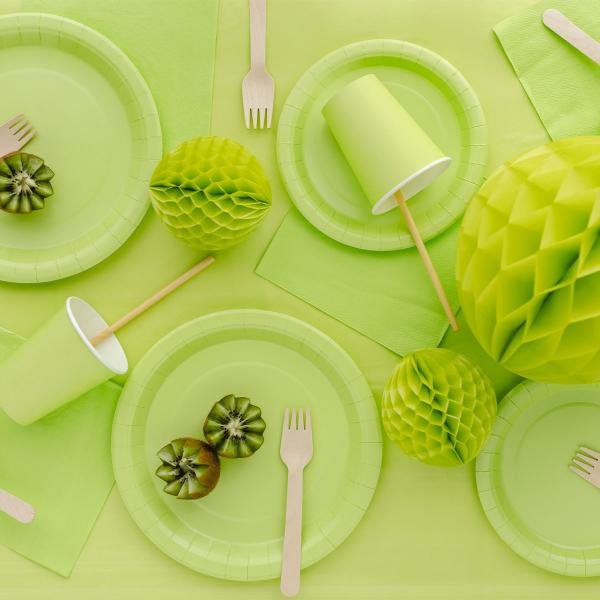 Paptallerkener Limegrøn 23 cm 6-pak