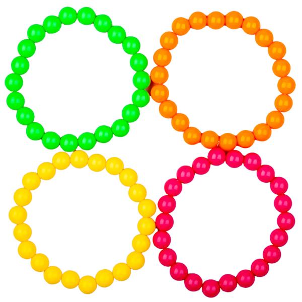 Perlearmbånd Neon 4-pak