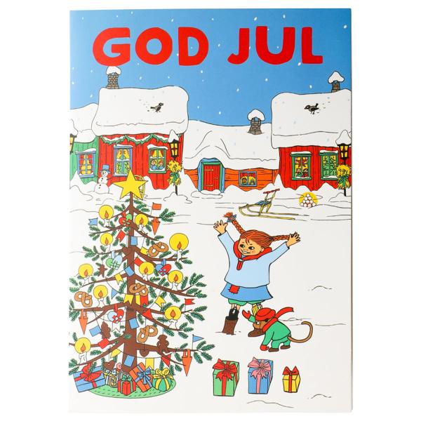 Julekort Pippi Langstrømpe