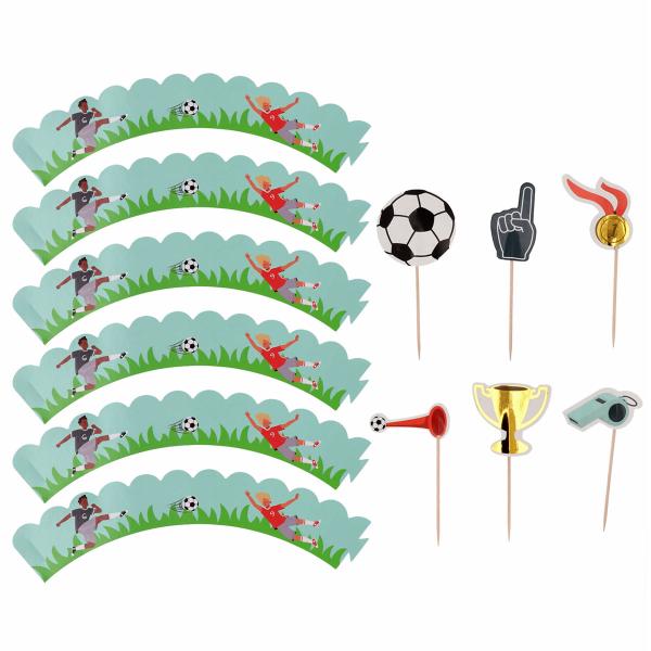 Cupcake Sæt Fodbold Fødselsdagsfest 12-pak