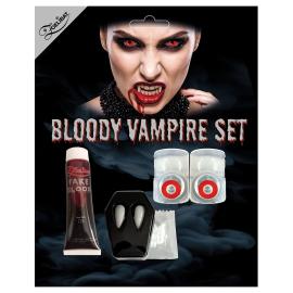 Fakeblod med Vampyrt&aelig;nder og Kontaktlinser