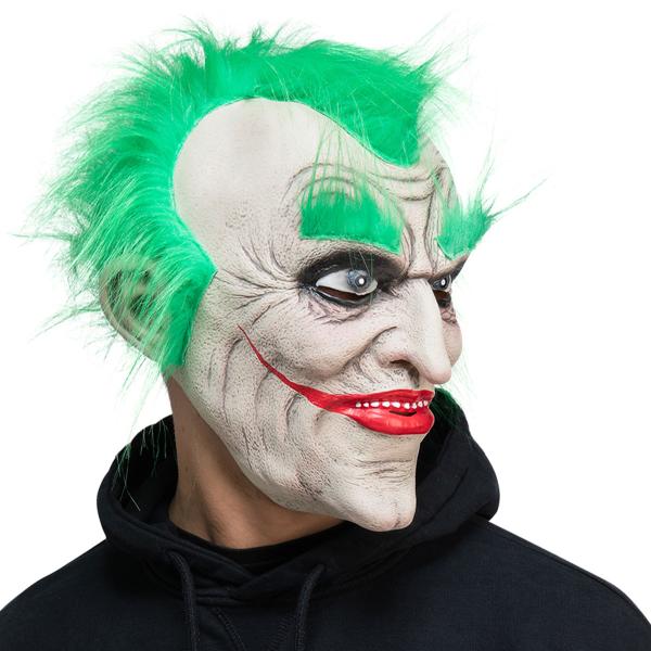 Latexmaske Skrækklovn med Grønt Hår