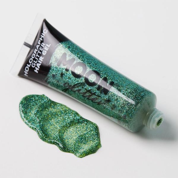 Moon Glitter Holografisk Glitter Hårgel Grøn