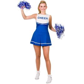 Cheerleader Blå/Hvid Kostume Medium