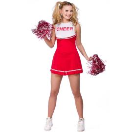 Cheerleader Rød/Hvid Kostume Small