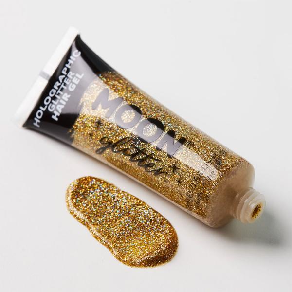 Moon Glitter Holografisk Glitter Hårgel Guld