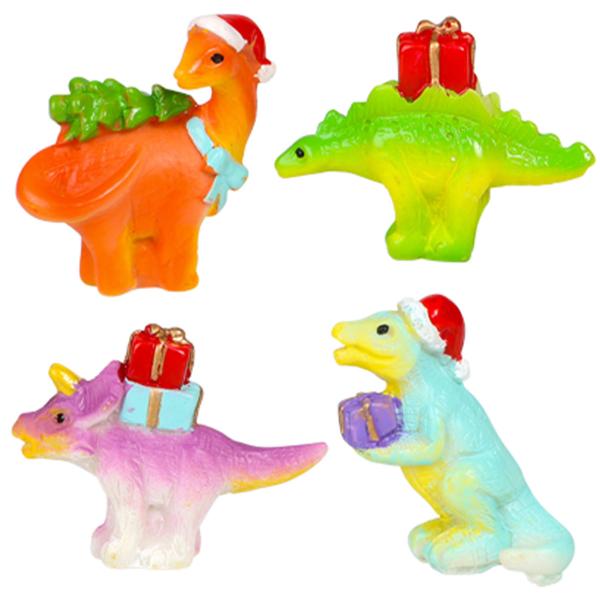 Minidekorationer Dinosaur Julefigurer 4-pak