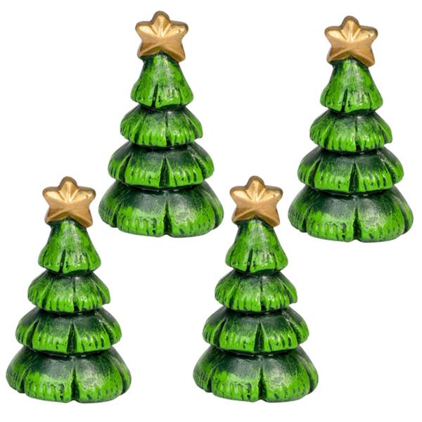 Minidekorationer Juletræer 4-pak
