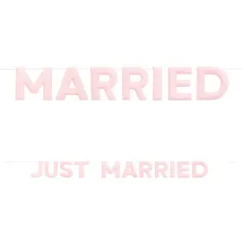 Just Married Guirlande i Stof Lyserød