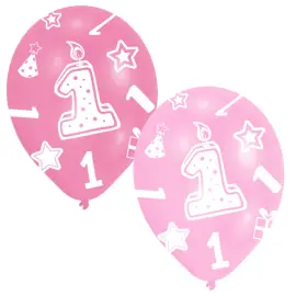 1-års Fest Balloner Metallic Pink