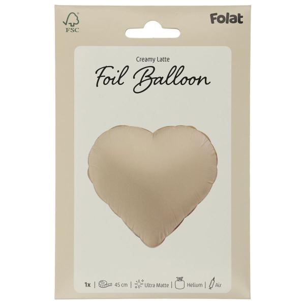 Folieballon Hjerte Creamy Latte Mat