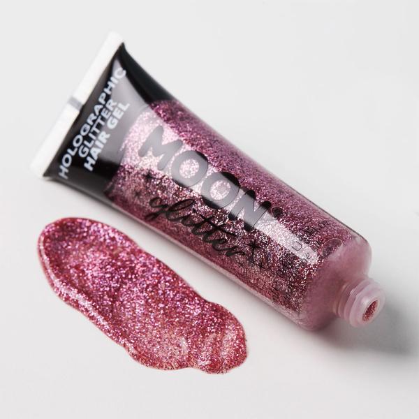 Moon Glitter Holografisk Glitter Hårgel Lyserød