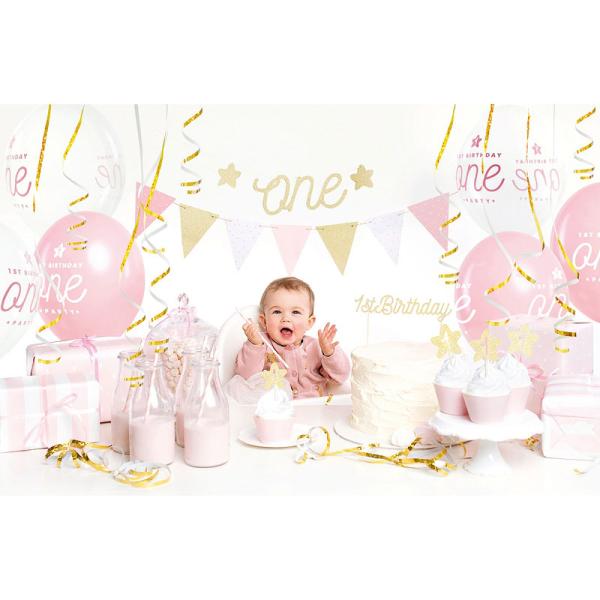 1st Birthday Pink og Guld Festpakke