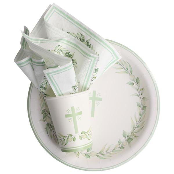 Paptallerkener med Kors og Bladkrans 8-pak
