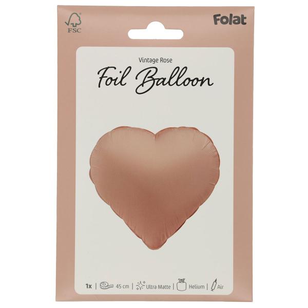 Folieballon Hjerte Gammelrosa Mat
