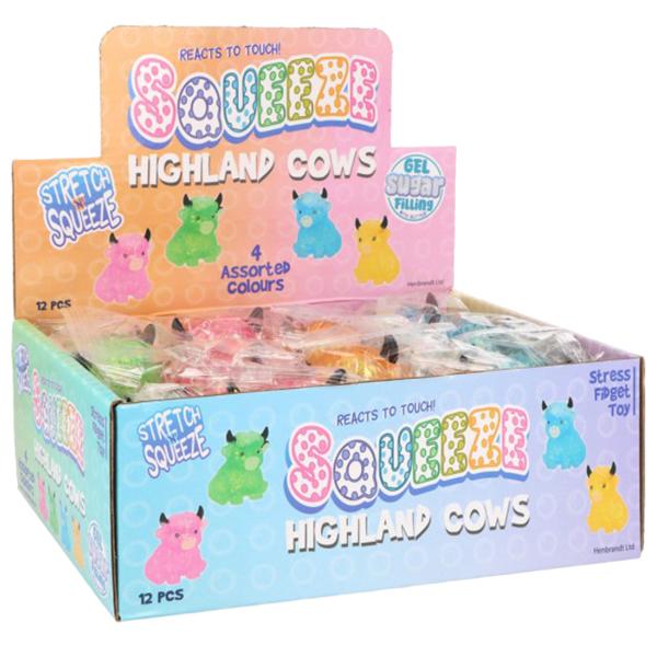 Squeeze Highland Ko Legetøj Glitter 9 cm