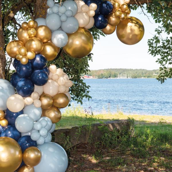 Ballonbue Sæt Guld/Blå/Sandfarve