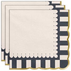 Engangsservietter med Gyldne Kanter 12-pak