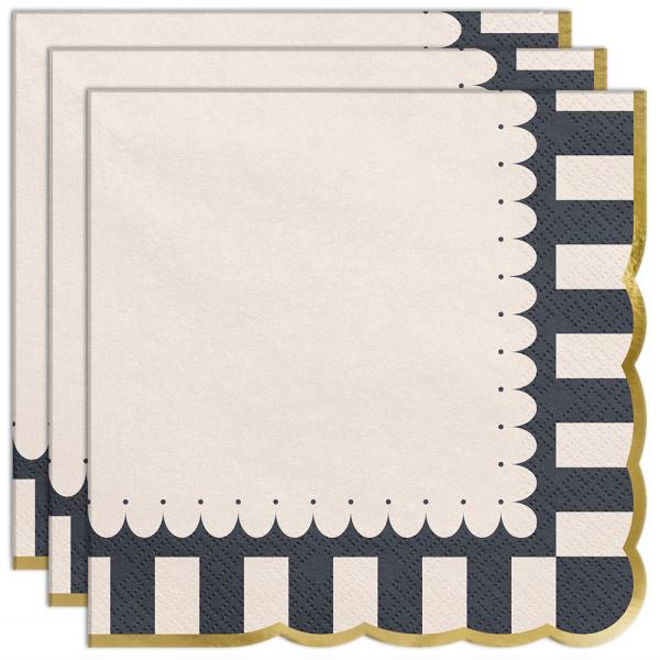 Engangsservietter med Gyldne Kanter 12-pak