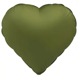 Folieballon Hjerte Olivengr&oslash;n Mat