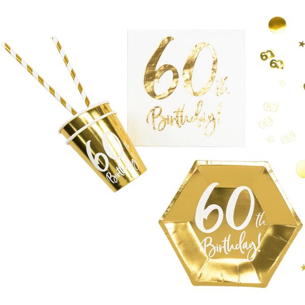 60-års Konfetti Metallic Guld