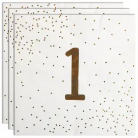 Servietter 1 &aring;r Guld med Prikker 16-pak