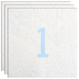 Servietter 1 &aring;r Lysebl&aring; med Prikker 16-pak