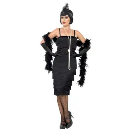 Flapper Kjole Lang Sort Kostume Large